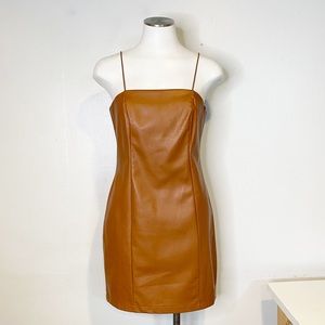 Wild Fable | Faux Leather Brown Copper Spaghetti Strap Mini Dress Sz. Medium